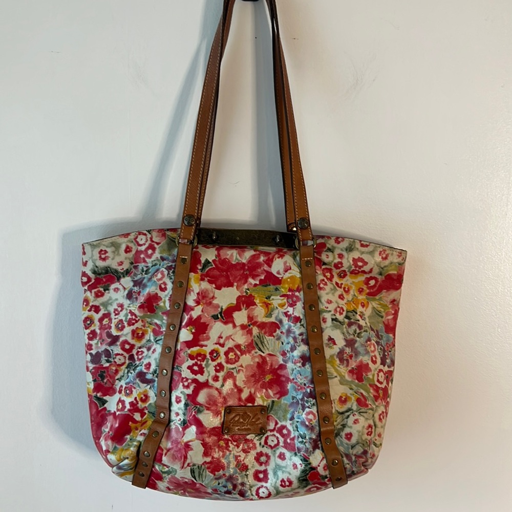 Patricia Nash Floral Tote Bag - Red and Brown
